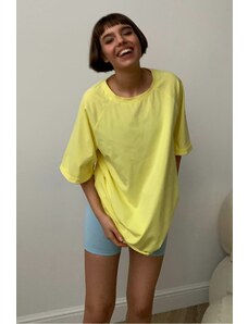 Madmext Yellow Basic Women's Oversize T-Shirt