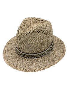 Fiebig Slaměný klobouk z mořské trávy s barevnou stuhou - Fedora