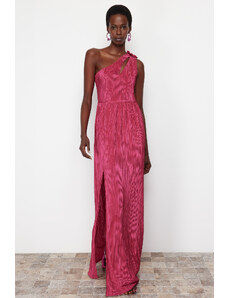 Trendyol Damson Knitted Lined Long Evening Evening Dress