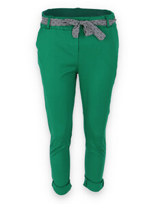 Collfashion Kalhoty s páskem 7505 Itálie barva: zelená, velikost: S