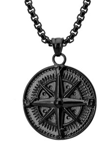 Manoki Pánský ocelový náhrdelník Jacopo Black - kompas