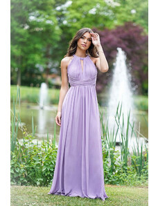 Paris Style Světle fialové dlouhé šaty s holými zády Myriam