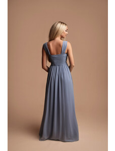 Paris Style Šedo-modré dlouhé šaty s nařasením Karen 4