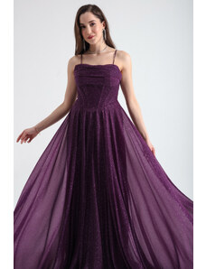 Lafaba Women's Damson Underwire Corset Silvery Long Evening Dress