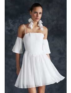 Trendyol Bridal White Waist Opening/Skater Corset Detailed Wedding/Nikah Elegant Evening Dress