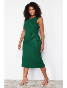 Trendyol Curve Green Faux Lace Detailed Knitted Dress