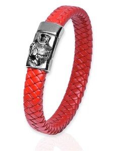 Pánský splétaný kožený náramek Šakal Červený 22 cm Impress Jewelry 2304201100441969SR
