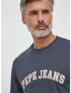 Bavlněné tričko Pepe Jeans šedá barva, s potiskem