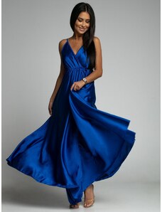 Tmavě modré saténové šaty Ava