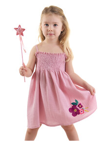Denokids Pink Pink Baby Girl Floral Muslin Dress