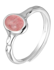 Flor de Cristal Stříbrný prsten Christina s růžovým kamenem
