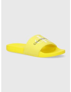 Pantofle Calvin Klein Jeans SLIDE MONOGRAM CO dámské, bílá barva, YW0YW00103