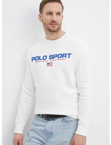 Mikina Polo Ralph Lauren pánská, bílá barva, s potiskem