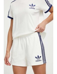 Kraťasy adidas Originals Terry dámské, bílá barva, s aplikací, high waist, IT9841