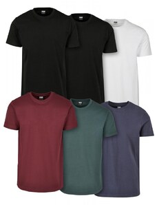 Pánské tričko Urban Classics Basic 6ks - černé, černé, bílé, vínové, zelené, modré