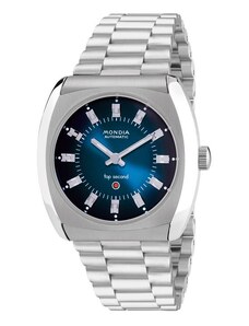 Mondia Watches Stříbrné pánské hodinky Mondia s ocelovým páskem History - Silver / Blue 38 MM Automatic