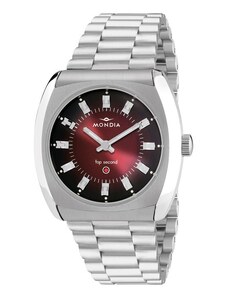 Mondia Watches Stříbrné pánské hodinky Mondia s ocelovým páskem History - Silver / Red 38 MM Automatic
