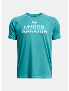 Under Armour Tričko UA Tech Split Wordmark SS-BLU - Kluci