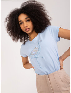 Fashionhunters Světle modré bavlněné tričko BASIC FEEL GOOD