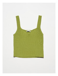 Dilvin 10384 Square Neck Decollete Knitwear Undershirt-Green
