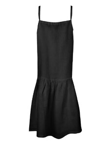 MALLER Dětské šaty lněné LINEN BLACK - 110/116
