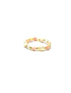 BRYXI Pružný prsten z růžového opálu s perlou