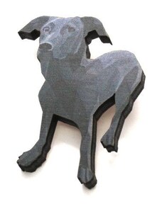 Laboka Dřevěná brož černý pes