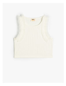 Koton Crop Undershirt Tulle Detailed Ribbed