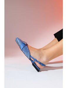 LuviShoes KELP Women's Denim Blue Stone Flat Sandals