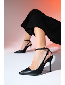 LuviShoes UBUNTU Black Skin Women's Pointed Toe High Heels Shoes