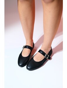 LuviShoes ROLLO Black Skin Women's Flat Shoes