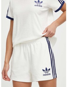 Kraťasy adidas Originals Terry dámské, bílá barva, s aplikací, high waist, IT9841