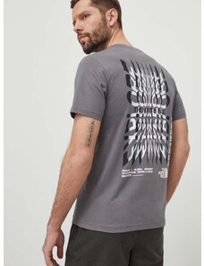 Bavlněné tričko The North Face šedá barva, s potiskem, NF0A87ED0UZ1