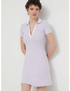 Šaty Tommy Jeans fialová barva, mini, DW0DW17937