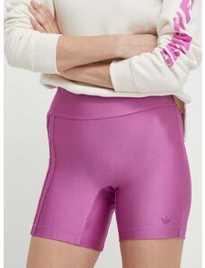 Kraťasy adidas Originals dámské, růžová barva, hladké, high waist, IS2384