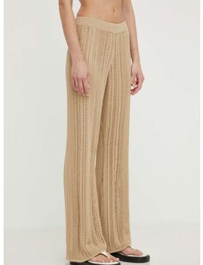 Kalhoty By Malene Birger dámské, béžová barva, široké, high waist
