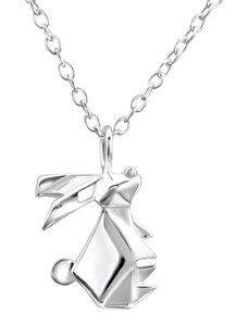 Flor de Cristal Stříbrný náhrdelník s origami králíkem