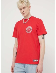 Bavlněné tričko Tommy Jeans Archive Games červená barva, s potiskem, DM0DM19545