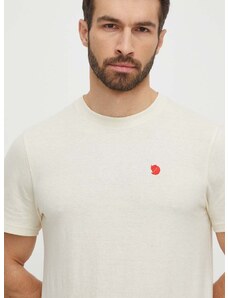 Tričko Fjallraven Hemp Blend T-shirt béžová barva, s aplikací, F12600215