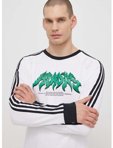 Bavlněné tričko s dlouhým rukávem adidas Originals Flames bílá barva, s potiskem, IS2917