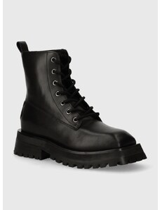 Kožené kotníkové boty Dkny Farren dámské, černá barva, na plochém podpatku, K2438890