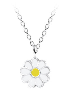 Flor de Cristal Dětský stříbrný náhrdelník se sedmikráskou - Varianta 2