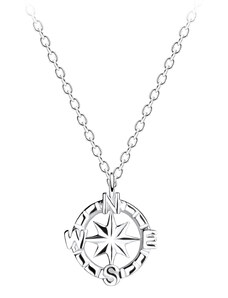 Flor de Cristal Stříbrný náhrdelník s kompasem