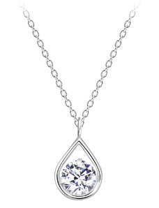 Flor de Cristal Stříbrný náhrdelník se slzami kubických zirkonů - bílý