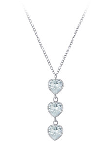 Flor de Cristal Stříbrný náhrdelník se srdcem a zirkony - bílý