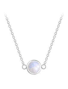 Flor de Cristal Stříbrný náhrdelník s 5 mm duhovým měsíčním kamenem