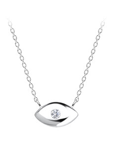 Flor de Cristal Stříbrný náhrdelník se zlým okem - bílý