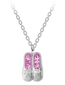 Flor de Cristal Dětský stříbrný náhrdelník Ballerina - Světle růžová