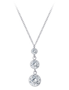 Flor de Cristal Stříbrný náhrdelník s kulatými zirkony - bílý