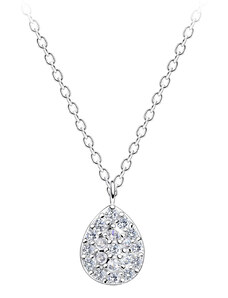Flor de Cristal Stříbrný náhrdelník se slzami - bílý